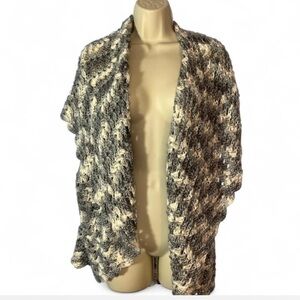 Women's Gray white Ombre knit afgan Sweater vest Shaw collar size large